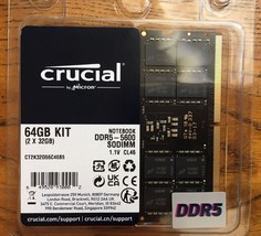 Crucial 64GB Kit (2x 32GB) DDR5 5600 PC5-44800 Laptop Memory CT2K32G56C46S5 - £146.67 GBP
