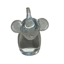 Vintage Clear Glass Elephant Paperweight Figurine Trunk Up - $278.12 MXN