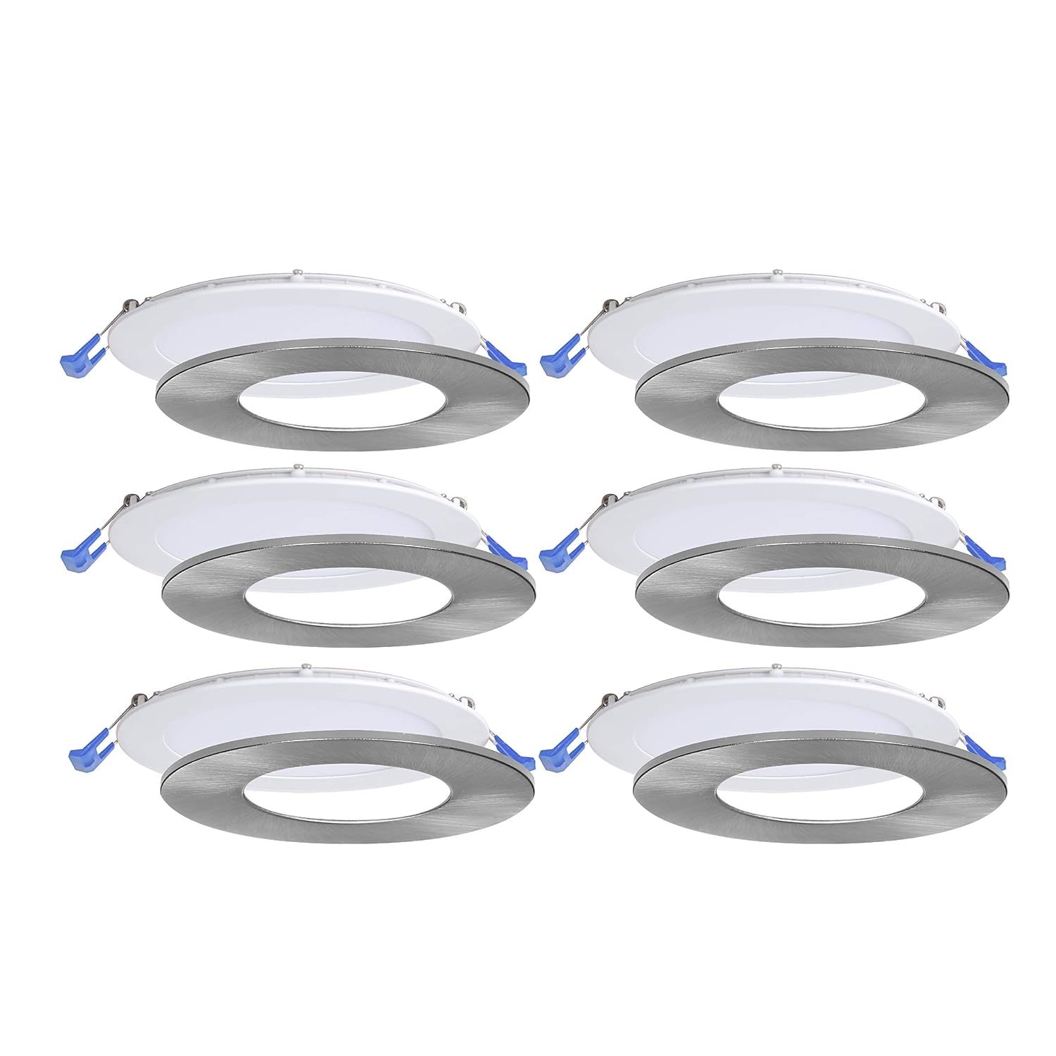 6" 6 Pack Ic Rated Dimmable Ultra Slim Recessed Light With Junction Box 15W, 112