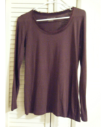 ANN TAYLOR LONG SLEEVE TEE RAW COLLAR SCOOP NECK SZ MED #9041 - $8.99