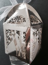Metaallic Silver Laser Cut Thank You Gift Boxes Wedding Party Favor Boxes  - £26.74 GBP+