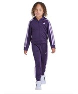 Adidas Boys Girls Jacket Jogger Pants Purple Hood 2-Piece Active Pockets - $839.47 MXN