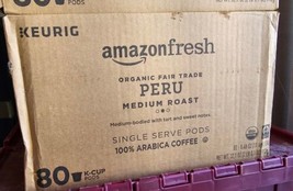 AmazonFresh 80 Ct. Organic Fair Trade K-Cups Peru Medium Roast Keurig (SEE PICS) - £19.73 GBP