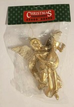 Vintage Gold Musical 6&quot; Angel Hard Plastic Ornament Bradford NIP  - £10.29 GBP