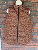 Lands End Goose Down Feather Puffer Vest Medium Leopard Print Sleeveless... - $65.69 CAD
