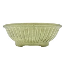 Vintage Ceramic Bowl Oval 8.5 x 6 x 3 Sage Green - $14.85