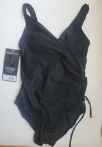 MiracleSuit Black Ruched Criss Cross One Piece Swimsuit Bathing Suit Size 8 New - £57.06 GBP