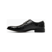 Men's Stacy Adams Shoes Crocodile Leather Print GABARDO 25681-001 Black image 6
