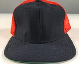 Vintage Truckerhut Marineblau Krempe Flach mit Orange Netz Dome Snapback... - $13.08