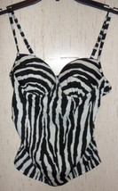 New Womens Spiegel Black &amp; White Zebra Print Tankini Top Size 8 - £18.64 GBP