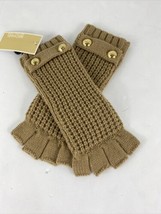 Michael Kors  Gloves ￼Fingerless Brown Cable Knit Silver Logo Buttons H3 - £39.55 GBP