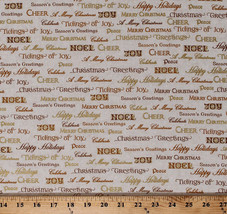 Cotton Holiday Christmas Greetings Words Noel Cotton Fabric Print BTY D381.26 - £9.41 GBP