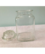 Vtg Clear Glass Candy Jar Canister With Cover Top Lid Stopper Square Apo... - £17.37 GBP