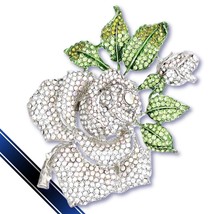 Serene Elegance: XL Silver Aurora Rose Brooch - $1,776.99 MXN