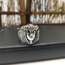 Men&#39;s Vintage Two Tone 3D Luck Fairy Solid 925 Sterling Silver Adjustable Ring - £135.27 GBP