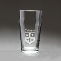 Coleman Irish Coat of Arms Pub Glasses - Set of 4 (Sand Etched) - $68.00
