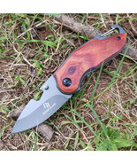 6&quot; USA Mini Folding Knife Wood Handle Camping Survival EDC Blade Buckle ... - £11.67 GBP