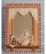 Cats in a Window Picture Frame holds 5" x 3.5" Hand painted - $8.36