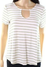 Pink Rose Womens Striped Keyhole Knit Top Size Medium Color Grey Combo - $24.75