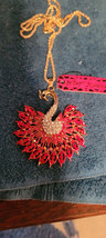 New Betsey Johnson Necklace Peacock Red Rhinestone Beautiful Collectible Decor - £11.71 GBP