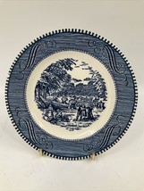Vintage Currier and Ives Blue by Royal China Harvest Bread Butter Plate 6 1/4&quot; - £7.90 GBP