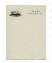 Cunard White Star Line R M S Queen Elisabeth Sheet of Stationery - $17.82