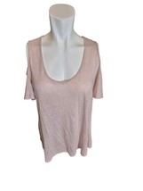 Saks Fifth Ave Slub Linen Tee T Shirt Cold Shoulder Top Pink sz XL - $19.99