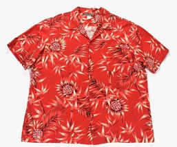 David Taylor Hawaiian Aloha XL Shirt Pineapple Floral Red Vintage Made USA - £39.41 GBP