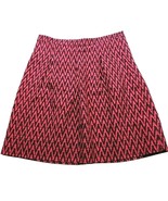 Loft Women&#39;s A Line Pleated Skirt Size 4 Pink Brown Zig Zag Print Back Zip - $15.25