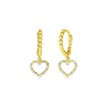 14k Two Tone Gold 1.0in Long x 0.50in Width Beaded Hoop Earrings with Hearts - £214.97 GBP