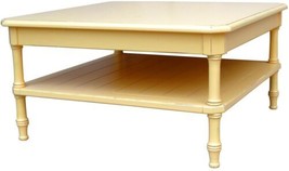 Coffee Table Cocktail Trade Winds Island Square Yellow Mahogany Frame - £942.44 GBP