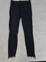 Mother Jeans Womens 28 Black Stunner Zip Ankle Step Fray Not Guilty Skin... - $39.59