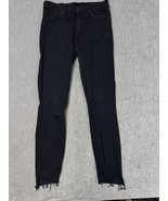 Mother Jeans Womens 28 Black Stunner Zip Ankle Step Fray Not Guilty Skin... - $39.59