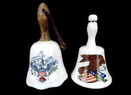 2 Decorative Porcelain Bells, Patriot Eagle Theme, Vintage Home Decor, #... - £15.62 GBP