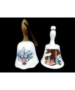 2 Decorative Porcelain Bells, Patriot Eagle Theme, Vintage Home Decor, #... - £15.37 GBP