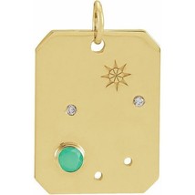Authenticity Guarantee 
14k Yellow Gold Libra Zodiac Constellation Green Chry... - £421.88 GBP