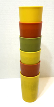 Vintage Tupperware Tumblers Harvest Cups Model 1320 Green Orange Yellow Lot 6 - £9.87 GBP