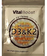 Vitamin D3 10,000 IU &amp; K2 (MK-7) 200 mcg, 180 Coconut Oil Softgels (2 Pa... - $19.75