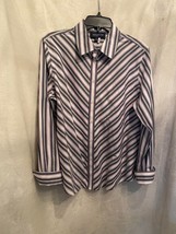 EUC Jones New York White Striped Button Down Shirt Size Large - £14.69 GBP