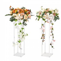 2PCS 31.5inch High Wedding Flower Stand, With Acrylic Laminate,Acrylic Vase ... - £35.34 GBP