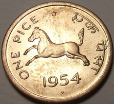 Unc India 1954 Pice~Horse~Equus Caballus Equidae~Awesome~Free Shipping - $3.91