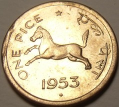 Unc India 1953 Pice~Horse~Equus Caballus Equidae~Awesome~Free Shipping - $3.91