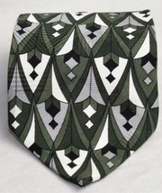 Zylos by George Machado 100% Silk Neck Tie Geometric  Shades of Olive - £5.84 GBP
