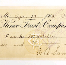 1913 Kineo Trust Company Bank Check E.A. Sampson Dover Maine Signed 4058... - $373.45 MXN