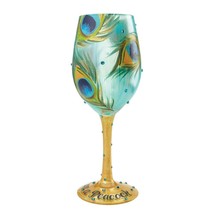 Peacock Lolita Wine Glass 15 oz 9" High Gift Boxed Collectible Green #4056857