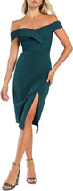 NEW Womens Off Shoulder Dress ladies sz M 8/10 green side slit cocktail ... - $16.95