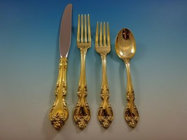 Melrose Gold by Gorham Sterling Silver Flatware Set For 8 Service Vermeil - £2,177.43 GBP