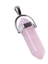 2 Pack Rose Quartz Bullet Shaped Pendant Wire Wrapped Crystal JL726 Jewelry - £6.10 GBP