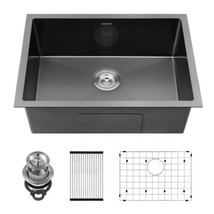 Black Kitchen Sink Undermount 25 x 18 inch, SINKVINE PVD Nano Stainless ... - $728.99