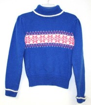 VTG RETRO 80s Ski Sweater  S-Kimo by Susie Snowflakes Acrylic M Blue - $42.77